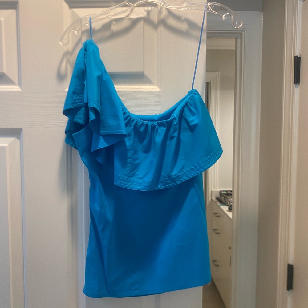 Trina Turk One-Shoulder Ruffle Top